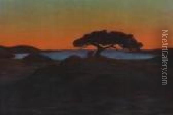 Furu Ved Havet Oil Painting - Thorolf Holmboe