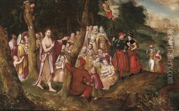 Christ Preaching To The Multitude Oil Painting - Cornelis de Baellieur the Elder