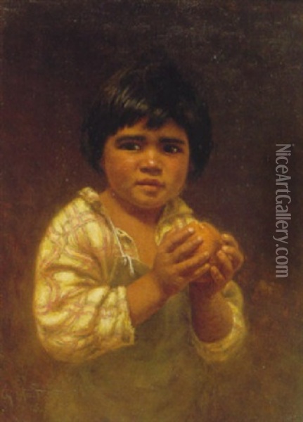 Andrew With An Orange Oil Painting - Grace Carpenter Hudson