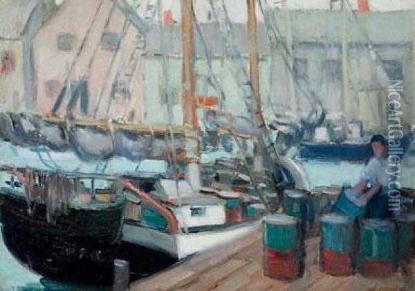 Harbour View Oil Painting - Frederick Kitson Cowley