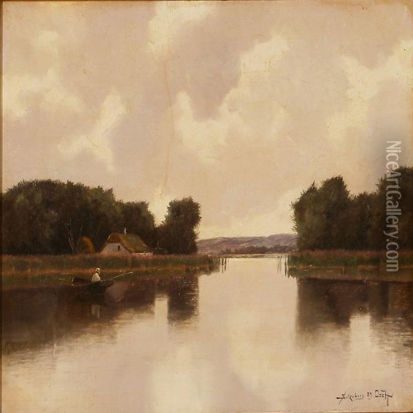 View From The Silkeborg Lakes, 
Denmark Oil Painting - Oscar Herschend