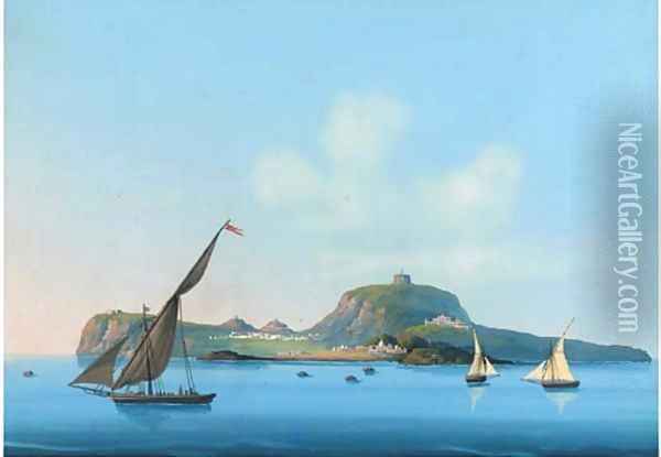 Xebecs before an island off the Italian coast Oil Painting - Neapolitan School