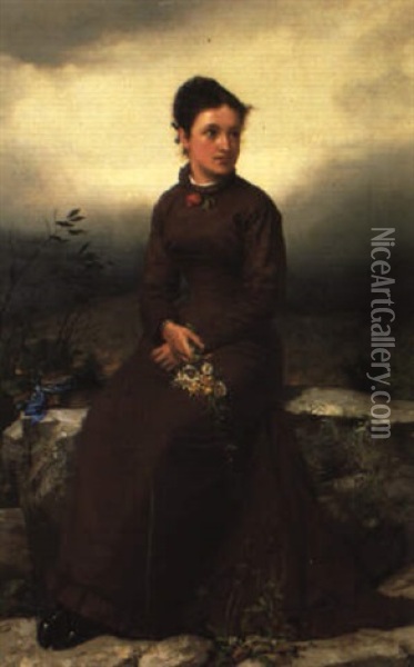 Portrait Of A Young Woman Oil Painting - John George Brown