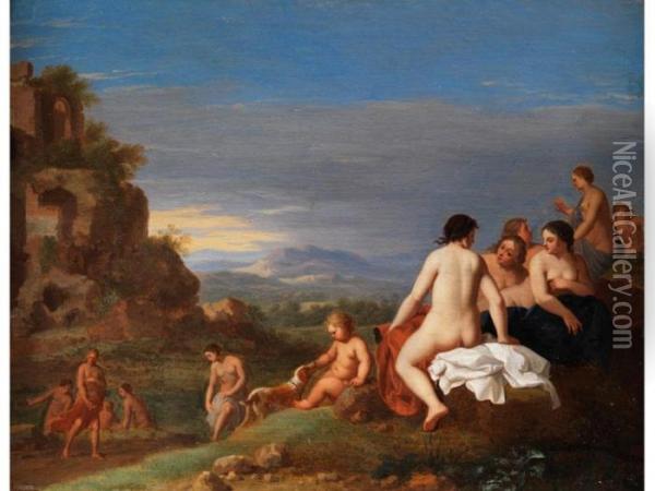 Nymphen Beim Bad Oil Painting - Cornelis Van Poelenburch