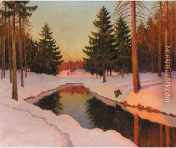 Winter Sunshine Oil Painting - Michail Markianovic Germasev