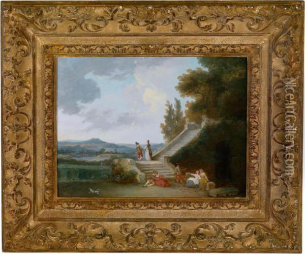 Societa Elegante In Un Parco Arcadico Oil Painting - Jean-Baptiste Hilaire