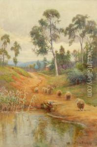 Sheep On A Trail Oil Painting - Walter Follen Bishop