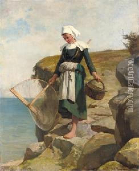 The Fishergirl Oil Painting - Jules Trayer