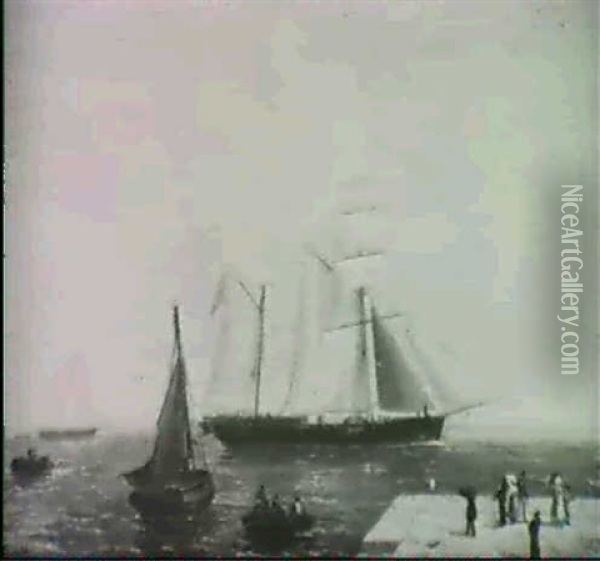 Ships Entering A Harbor Oil Painting - Joseph Francis Ellis