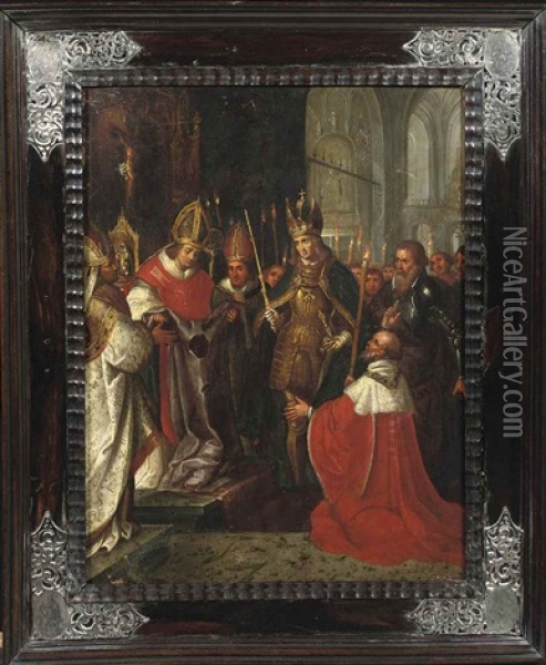 Charles V Is Shown The Holy Robe In Aachen Oil Painting - Frans Francken III