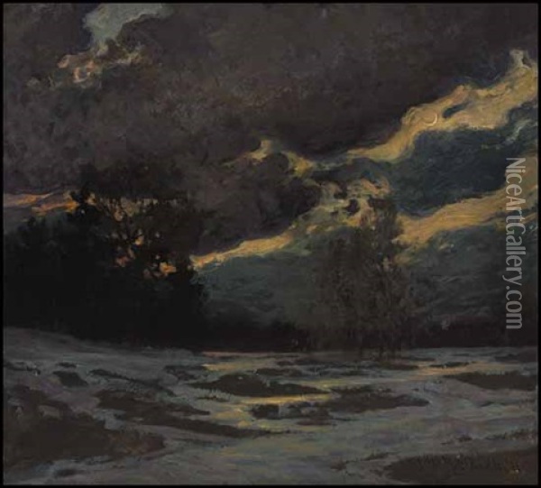 A March Evening Oil Painting - James Edward Hervey MacDonald