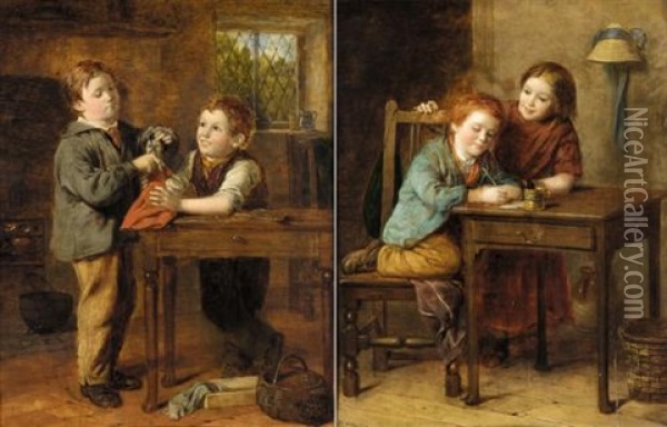 Valentine (+ The Young Barber; 2 Works) Oil Painting - William Hemsley