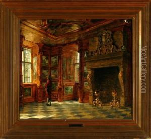 King Christian Iv In The Winter Room At Rosenborg Castle In Copenhagen, Denmark Oil Painting - Heinrich Hansen