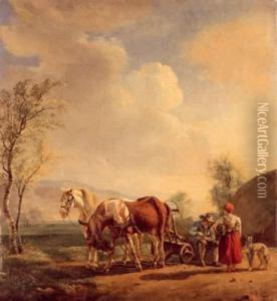 La Halte Pendant Le Labour Oil Painting - Pieter Frederick Van Os