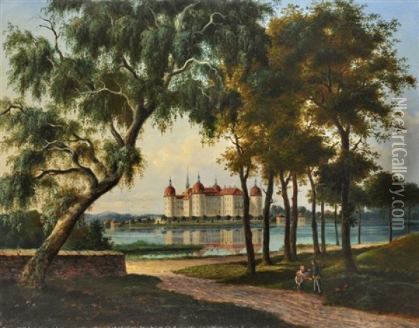 Jagdschlos Moritzburg Bei Dresden Oil Painting - Franz Wilhelm Leuteritz