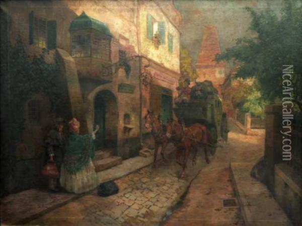 Zastavka Postovniho Dostavniku Oil Painting - Rudolf Alfred Hoger