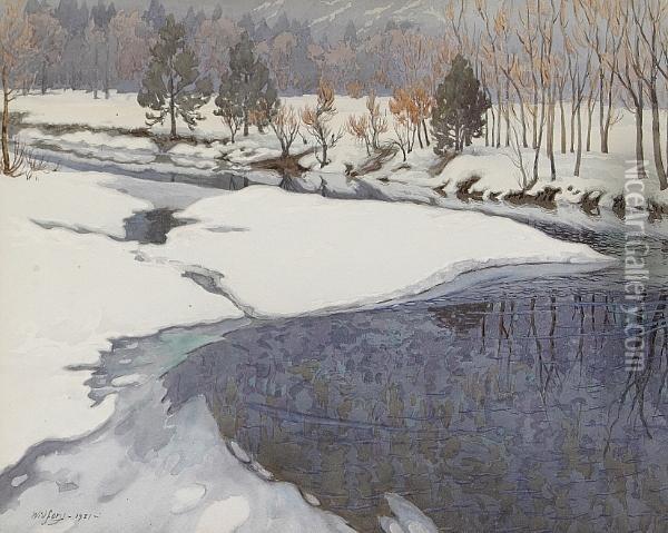 Yosemite, Winter Oil Painting - Gunnar M. Widforss