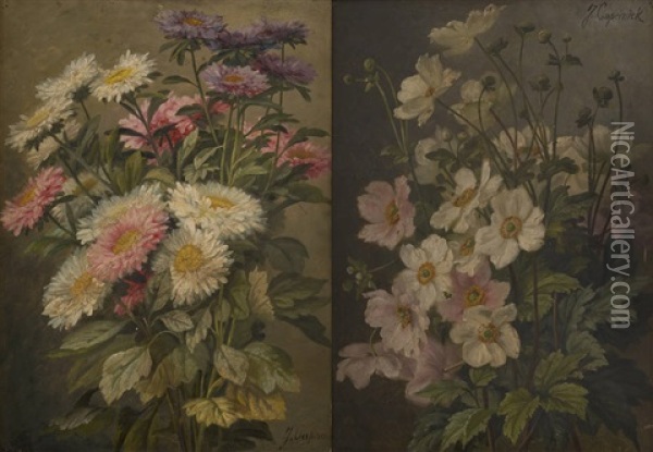 Composition Florale (+ Another; 2 Works) Oil Painting - Jean Capeinick
