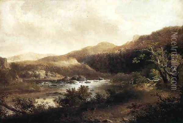River Landscape I Oil Painting - Thomas Doughty