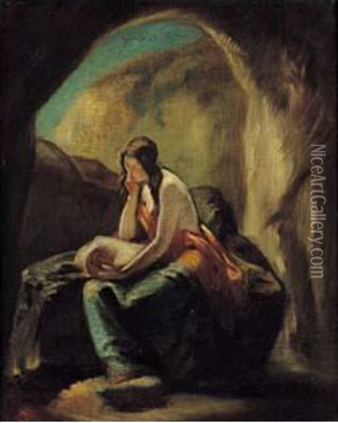 La Madeleine Oil Painting - Charles V.E. Lefebvre