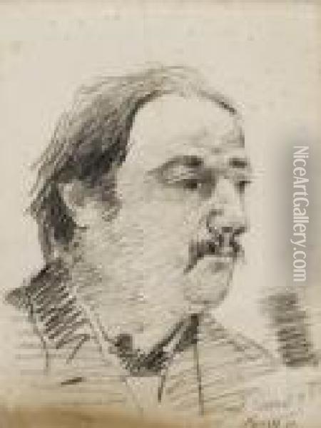 Portrait D'un Homme Moustachu, Vu De Trois-quart Vers La Droite Oil Painting - Gustave Courbet