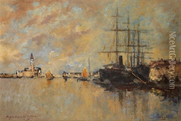 Venise Vue Du Bassin De Saint Marc Oil Painting - Stefano Novo