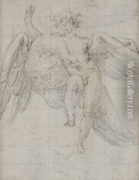 L'enlevement De Ganymede Oil Painting - Giovanni Domenico Ferretti