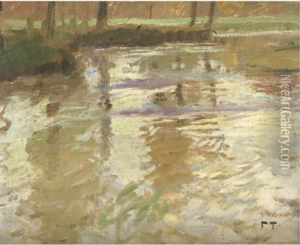 Reflections On The Bridge Oil Painting - Fritz Thaulow