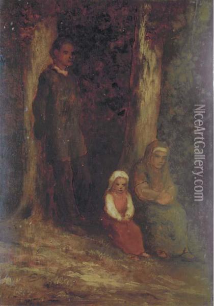 A Family In The Woods Oil Painting - Robert Loftin Newman