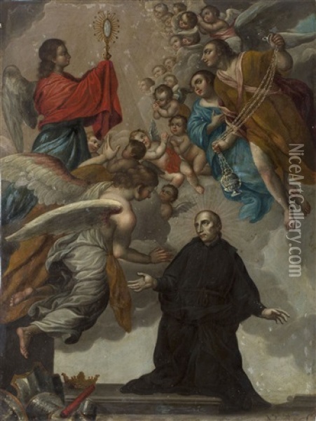 Adoracion Eucaristica De San Francisco De Borja Oil Painting - Nicolas Enriquez