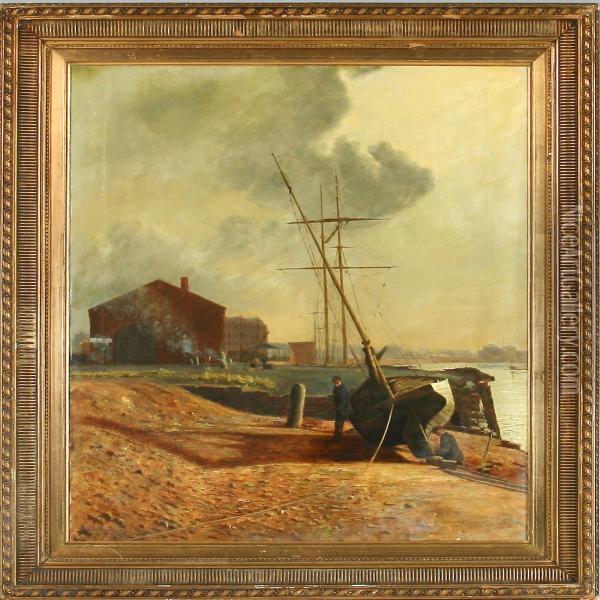 From Copenhagen Harbour Oil Painting - Olof Krumlinde