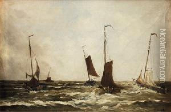 Sailing Ships Oil Painting - Jan Frederik Van Deventer