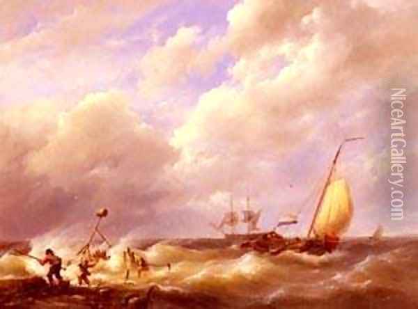 Koekkoek Willem A Sea Piece Oil Painting - Barend Cornelis Koekkoek
