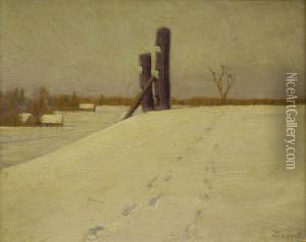 Pejzaz Zimowy Oil Painting - Stanislaw Szygell