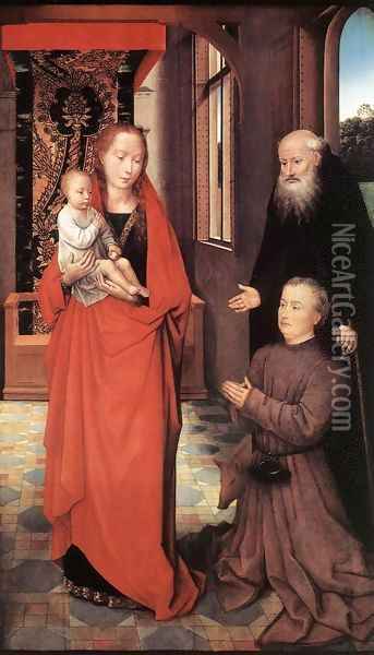 Virgin and Child with St Anthony the Abbot and a Donor 2 Oil Painting - Hans Memling