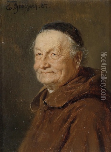 Brustbild Eines Monches Oil Painting - Eduard von Gruetzner