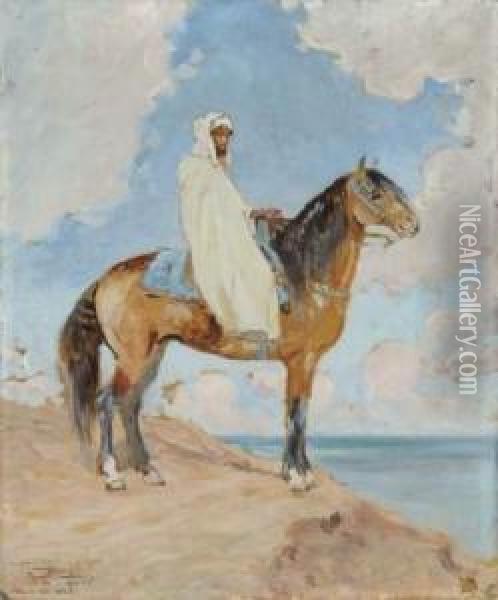 Un Kaid De Doukala (mohamed Ould Bilah) Au Cap Spartel, Tanger Oil Painting - Maurice Romberg De Vaucorbeil