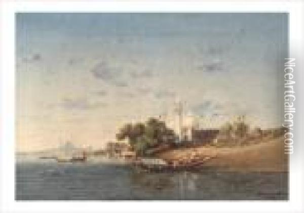 Constantinople, Barque Sur Le Bosphore Oil Painting - Jules Achille-Noel