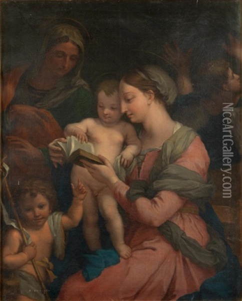 The Madonna Teaching The Infant Christ To Read Oil Painting - Carlo Maratta