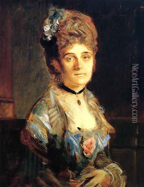 Portrait of Countess Zecheny Oil Painting - Fritz von Lenbach