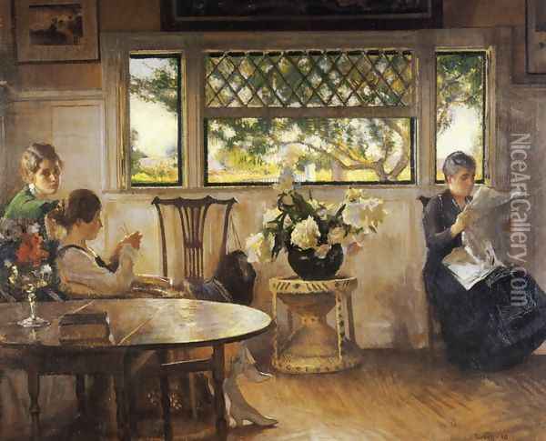 Mother, Mercie, and Mary Oil Painting - Edmund Charles Tarbell