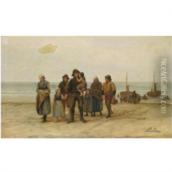 The Return Of The Fishermen Oil Painting - Philip Lodewijk Jacob Frederik Sadee