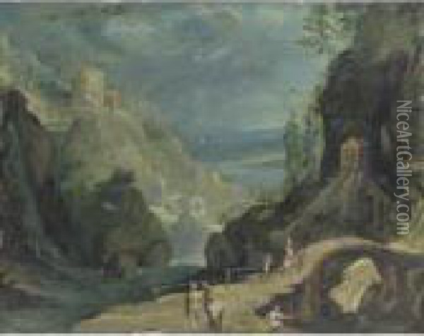 Paesaggio Col Tempio Di Tivoli Oil Painting - Marten Ryckaert