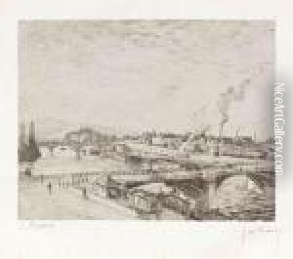 Ponts A Rouen Oil Painting - Camille Pissarro