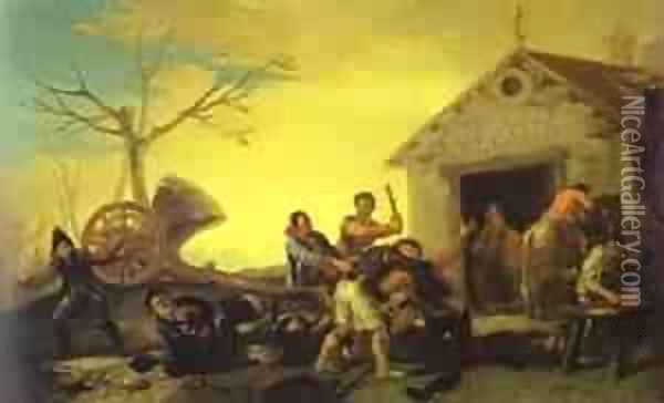 Fight At The Cock Inn 1777 Oil Painting - Francisco De Goya y Lucientes