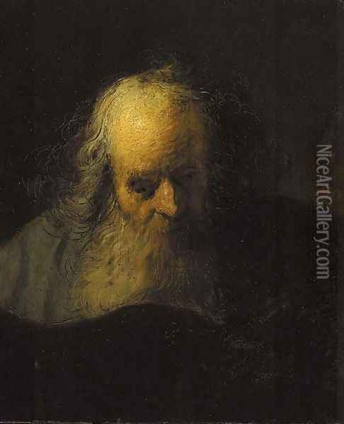 An old man reading a book Oil Painting - Jacques des Rousseaux