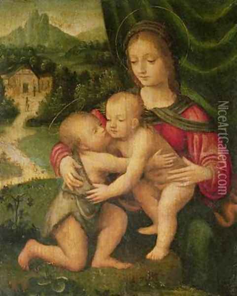 Madonna and Child with St John Oil Painting - Bernardino Luini