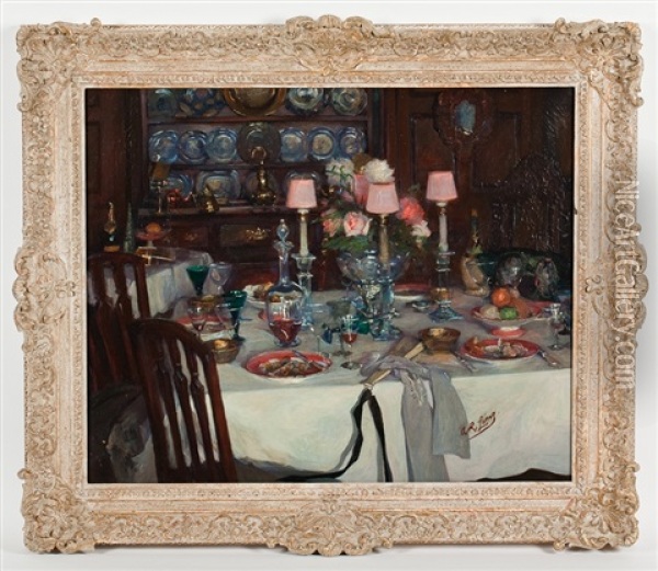 After Dinner Oil Painting - Annie Rose Laing