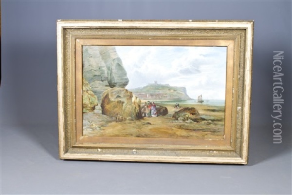 Under The Cliffs On The Beach At Scarborough Oil Painting - John Hervey Oswald