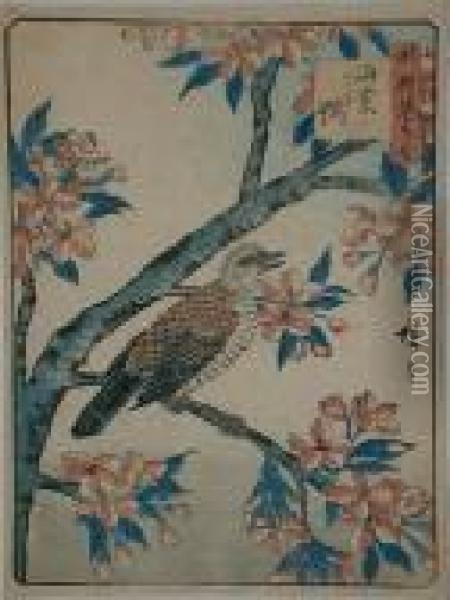 Ptaki Oil Painting - Utagawa or Ando Hiroshige